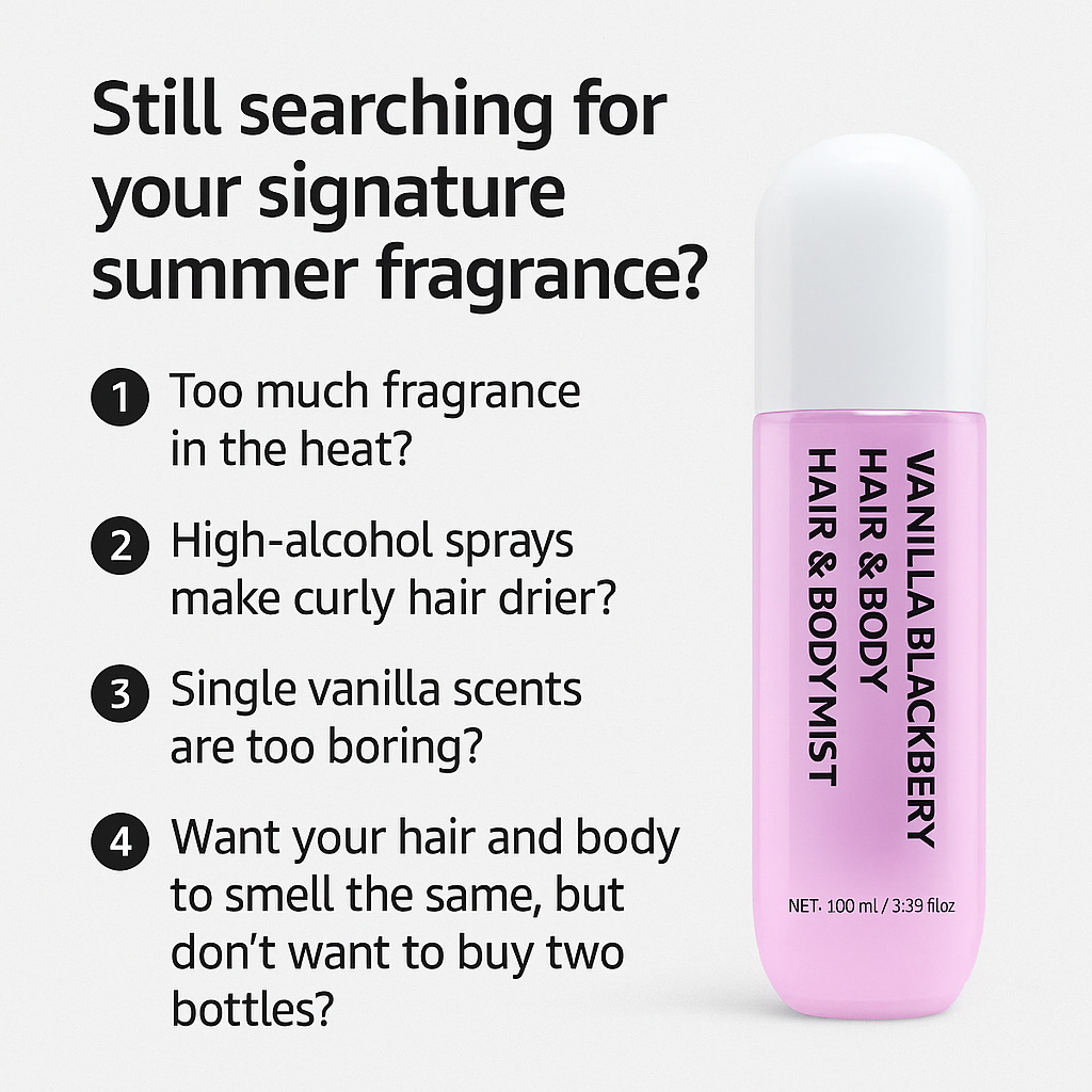 Vanilla Blackberry Hair And Body Mist Dual Use Lightweight Fragrance For Daily Wear Summer Fresh Scent