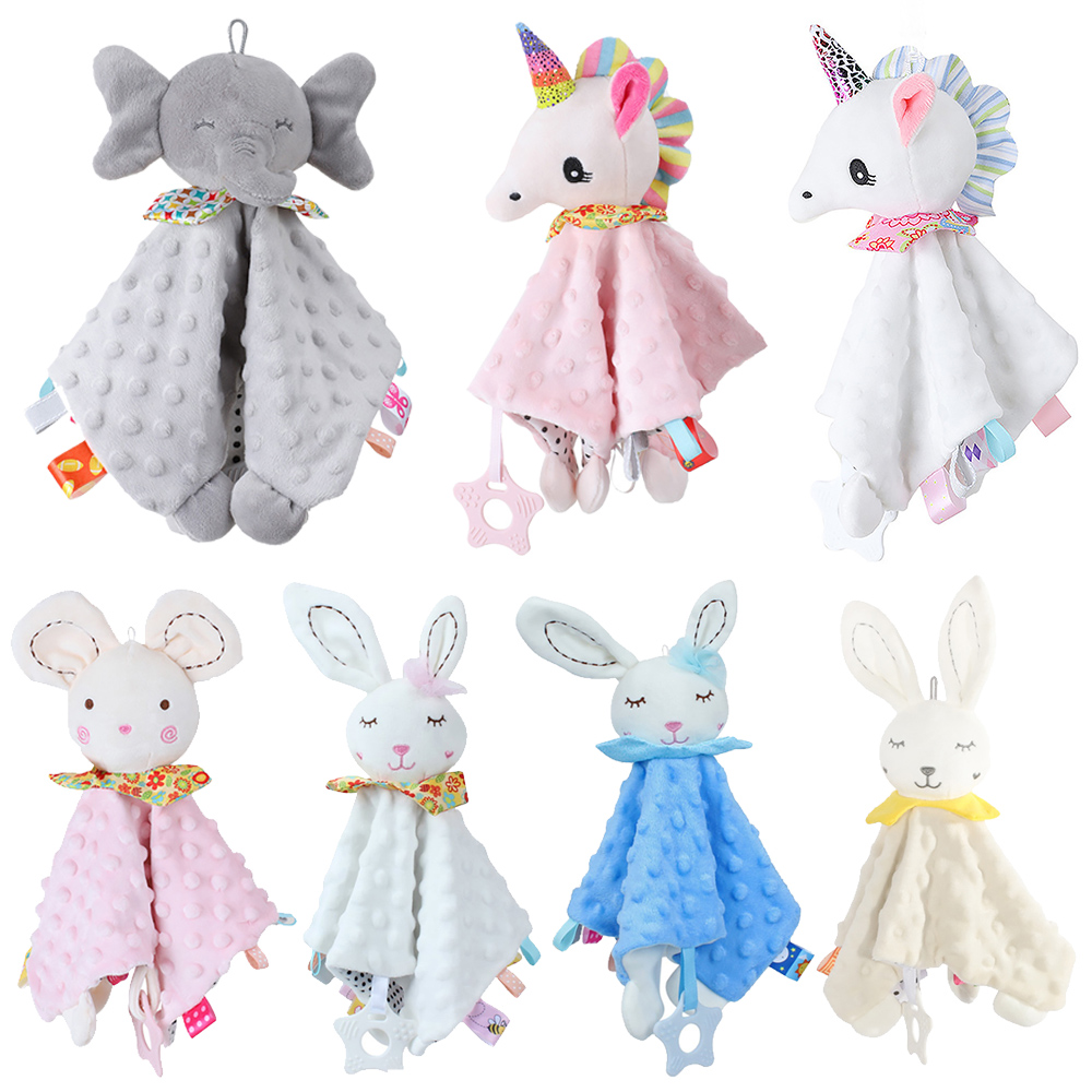 (PK mouse) Baby Comforter Blanket with Tags Teether Soft Plush Newborn Sleeping Dolls Kids Fashion Sleep Toy Soother Appease Towel Bibs