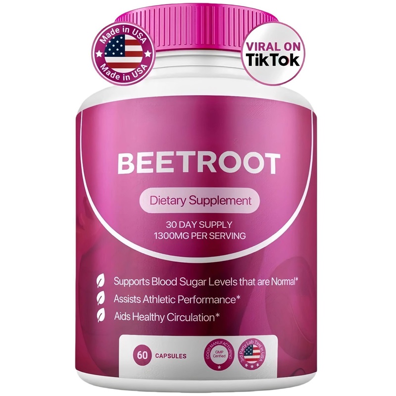 Beetroot Capsules 1300Mg 60Capsules 30Days Supply Natural Beetroot Extract Daily Health Supplement