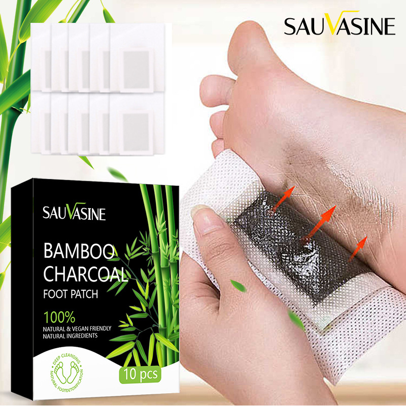 Bamboo Charcoal Foot Patch Detoxifying Soothing Massage Foot Mask For Tired Feet Daily Home Care 10 Patches