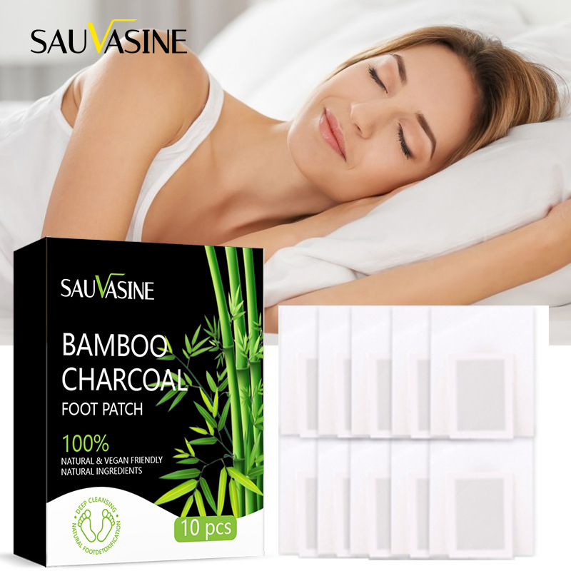 Bamboo Charcoal Foot Patch Detoxifying Soothing Massage Foot Mask For Tired Feet Daily Home Care 10 Patches