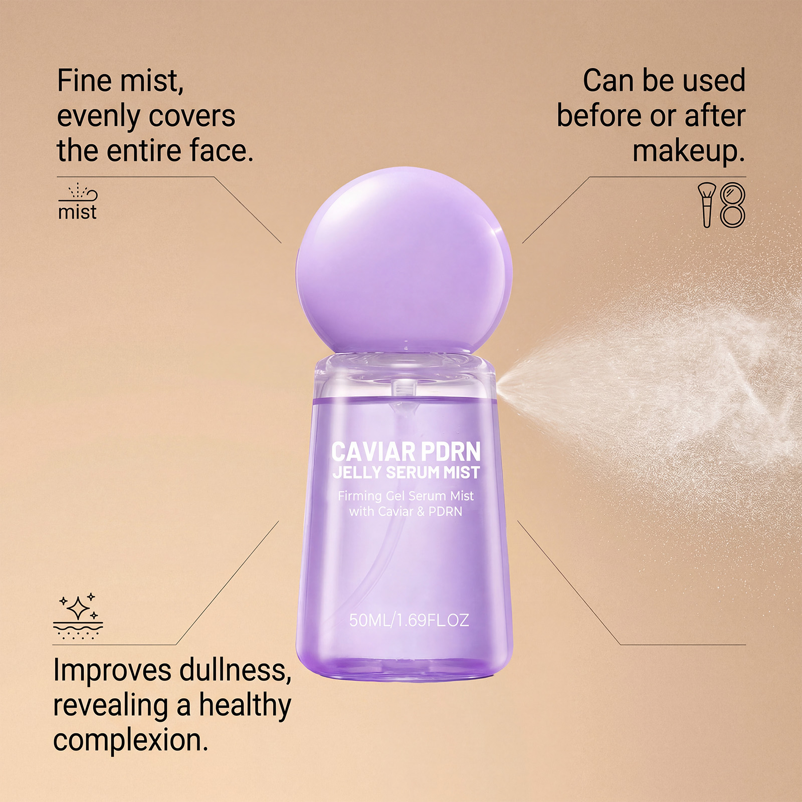 Caviar Jelly Essence Spray Light Texture Mild Gentle Protect Facial Skin Daily Basic Skincare Convenient Goods