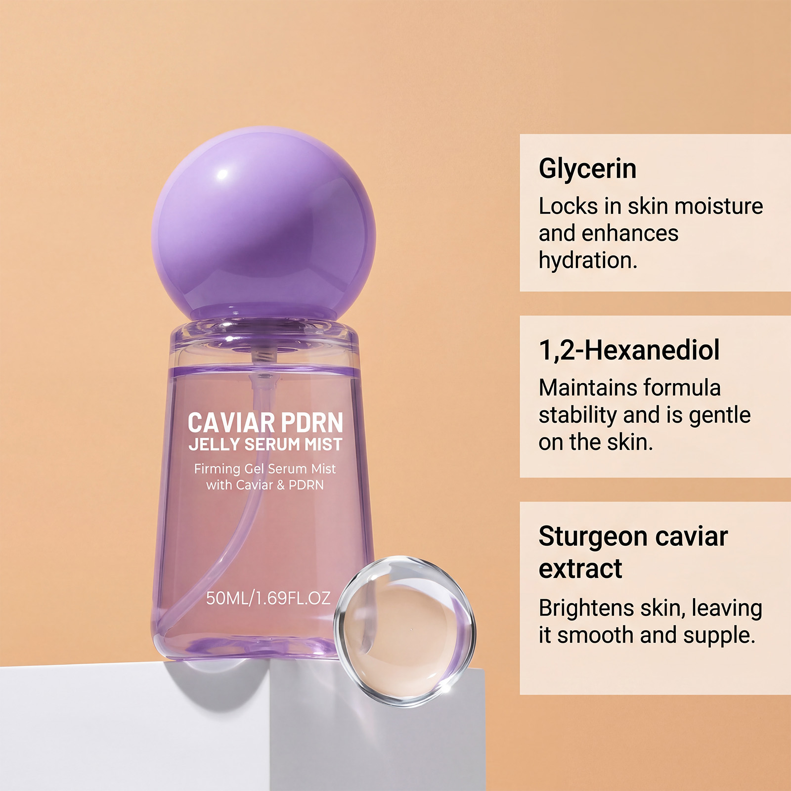 Caviar Jelly Essence Spray Light Texture Mild Gentle Protect Facial Skin Daily Basic Skincare Convenient Goods