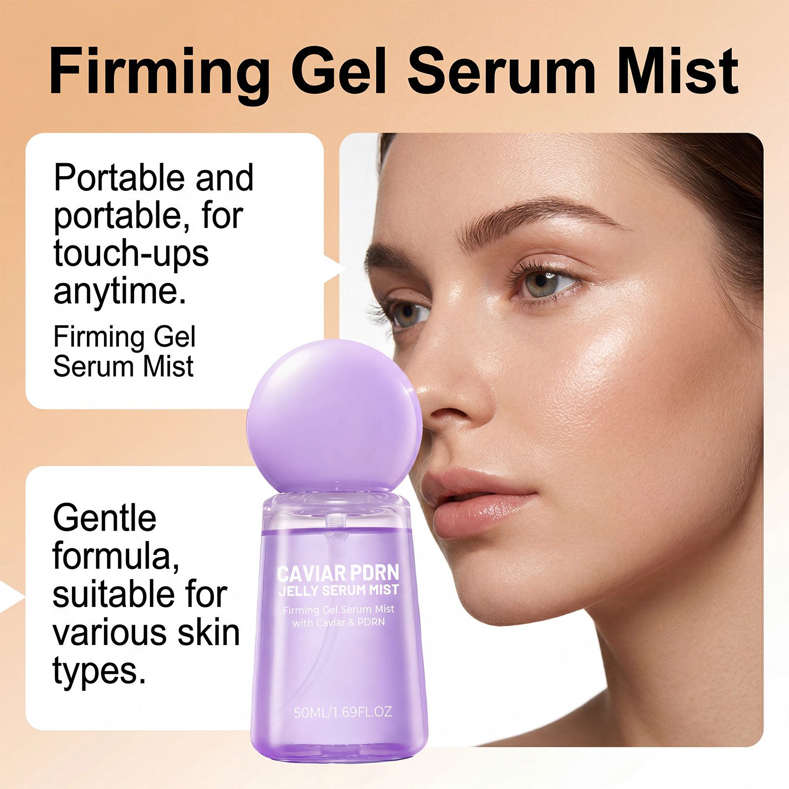 Caviar Jelly Essence Spray Light Texture Mild Gentle Protect Facial Skin Daily Basic Skincare Convenient Goods