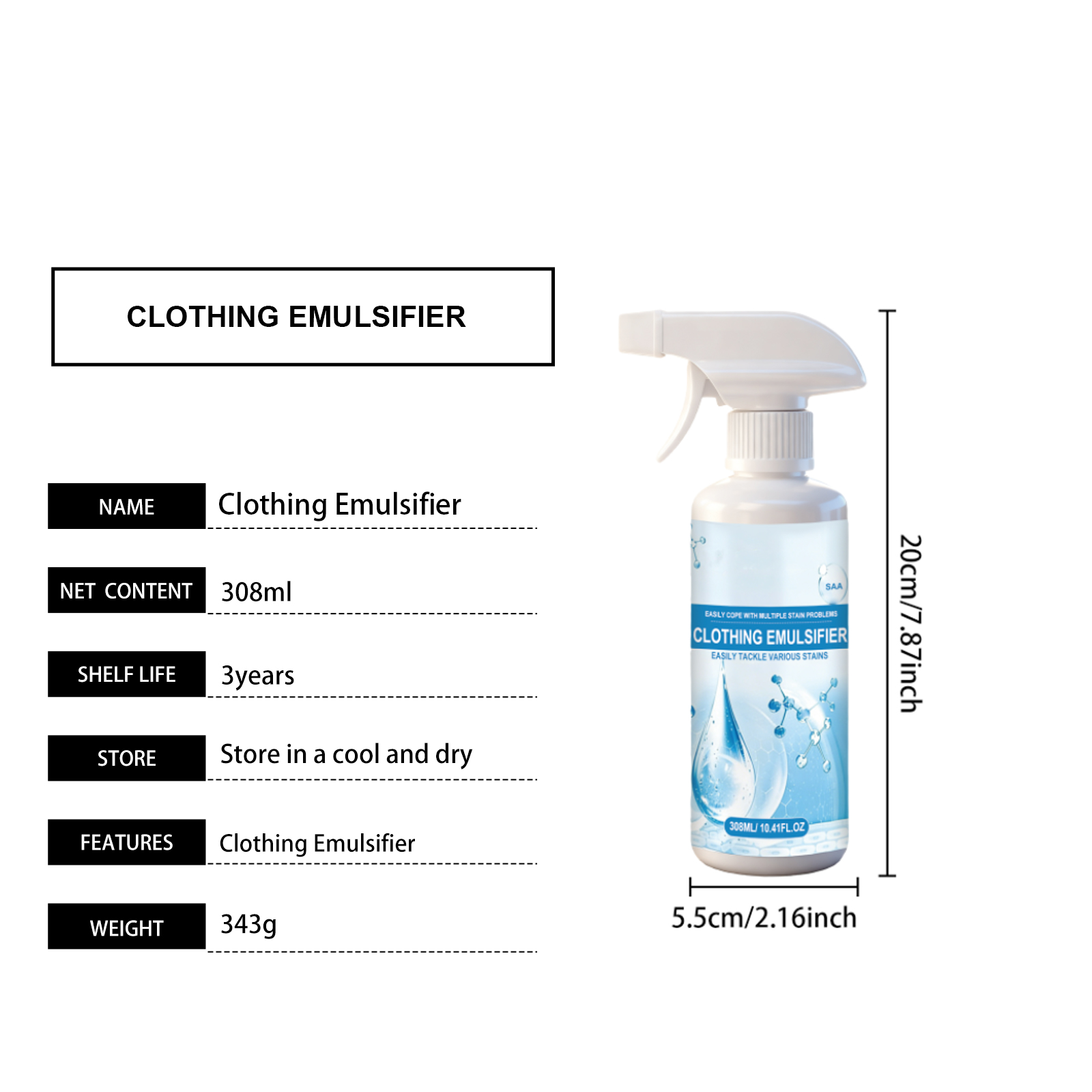 Clothes Stain Remover Fast Remove Stubborn Stains Mild Gentle Convenient Clean All Kinds Garments