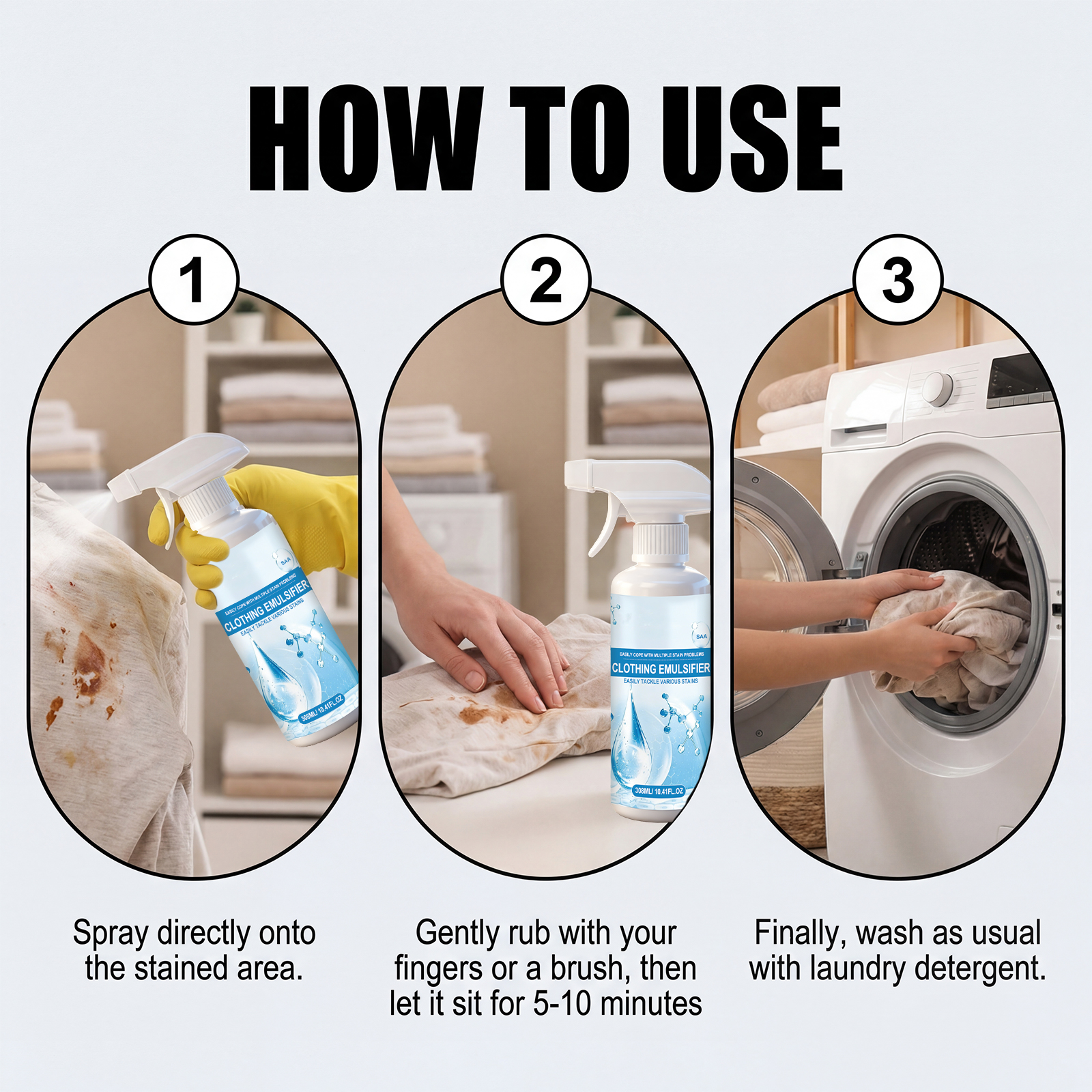 Clothes Stain Remover Fast Remove Stubborn Stains Mild Gentle Convenient Clean All Kinds Garments