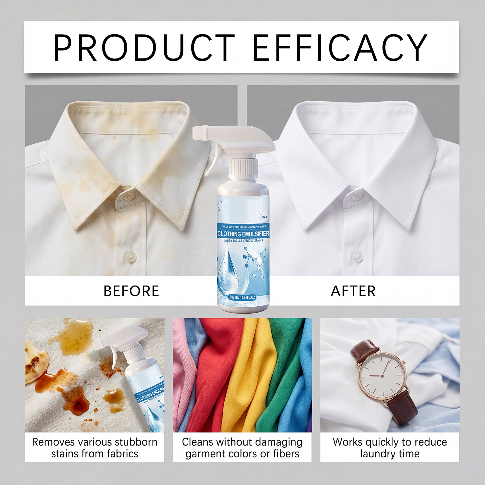 Clothes Stain Remover Fast Remove Stubborn Stains Mild Gentle Convenient Clean All Kinds Garments