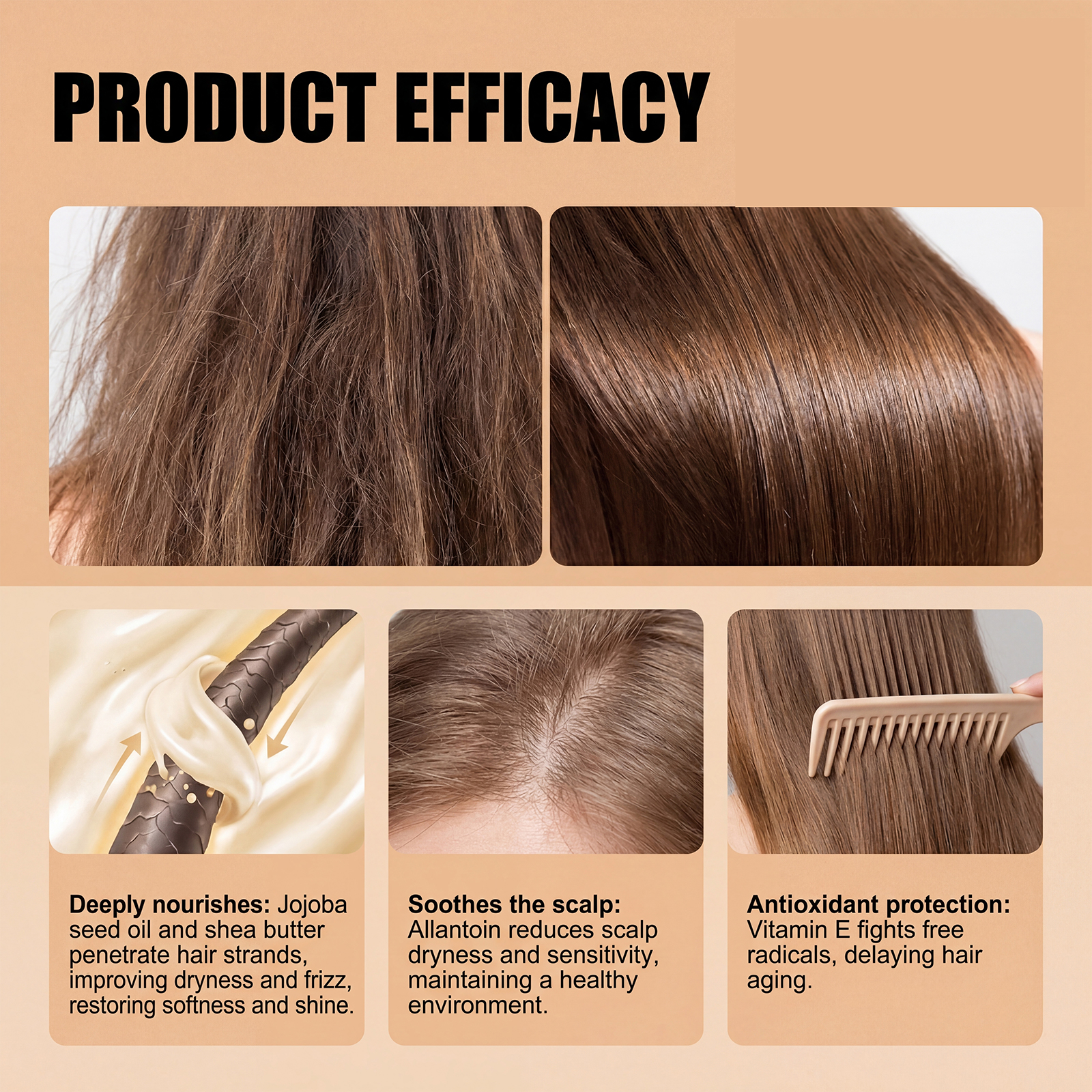 Moisturizing Hair Mask Nourish Protect Repair Frizzy Hair Soft Silky Smooth Light Hydrate Care Tresses