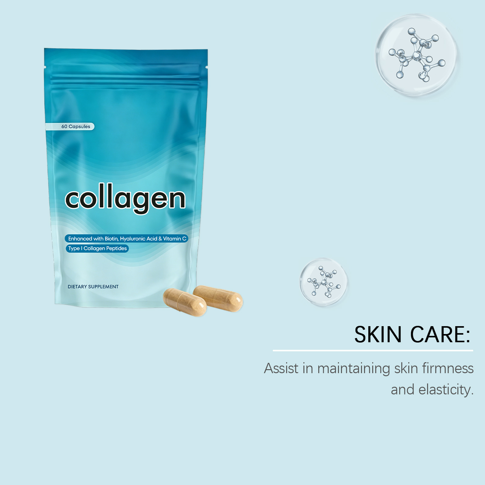 Skin Care Collagen Capsules Hydrate Strengthen Antioxidant Absorbable Small Molecule For Hair Nail