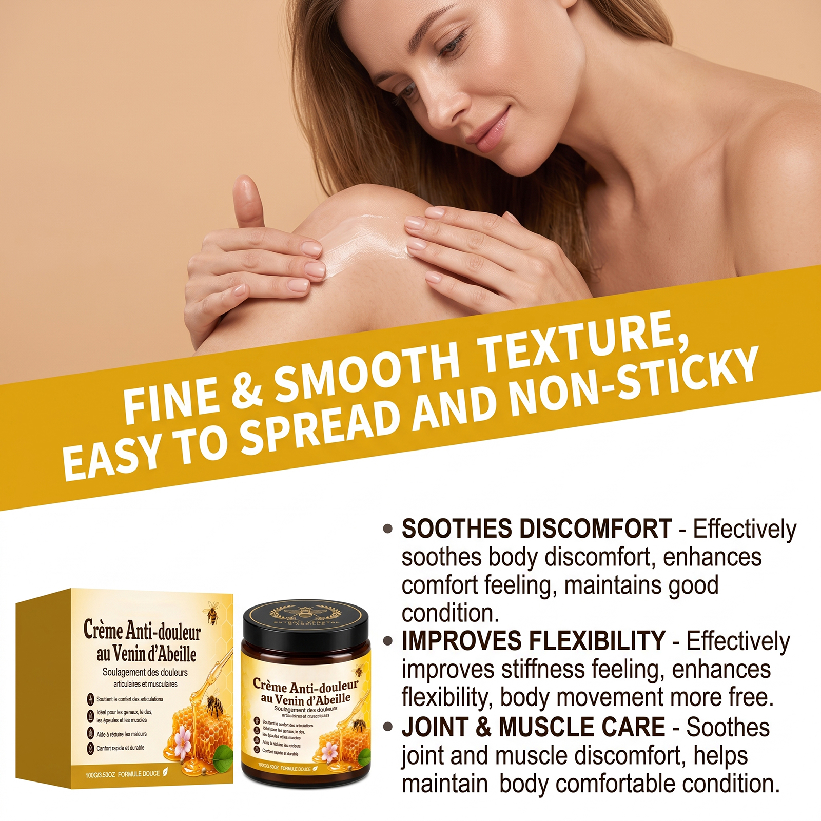 Bee Venom Joint Care Cream Daily Care Elbow Knee Body Joint Comfort Moisturizing Massage Care Ointment