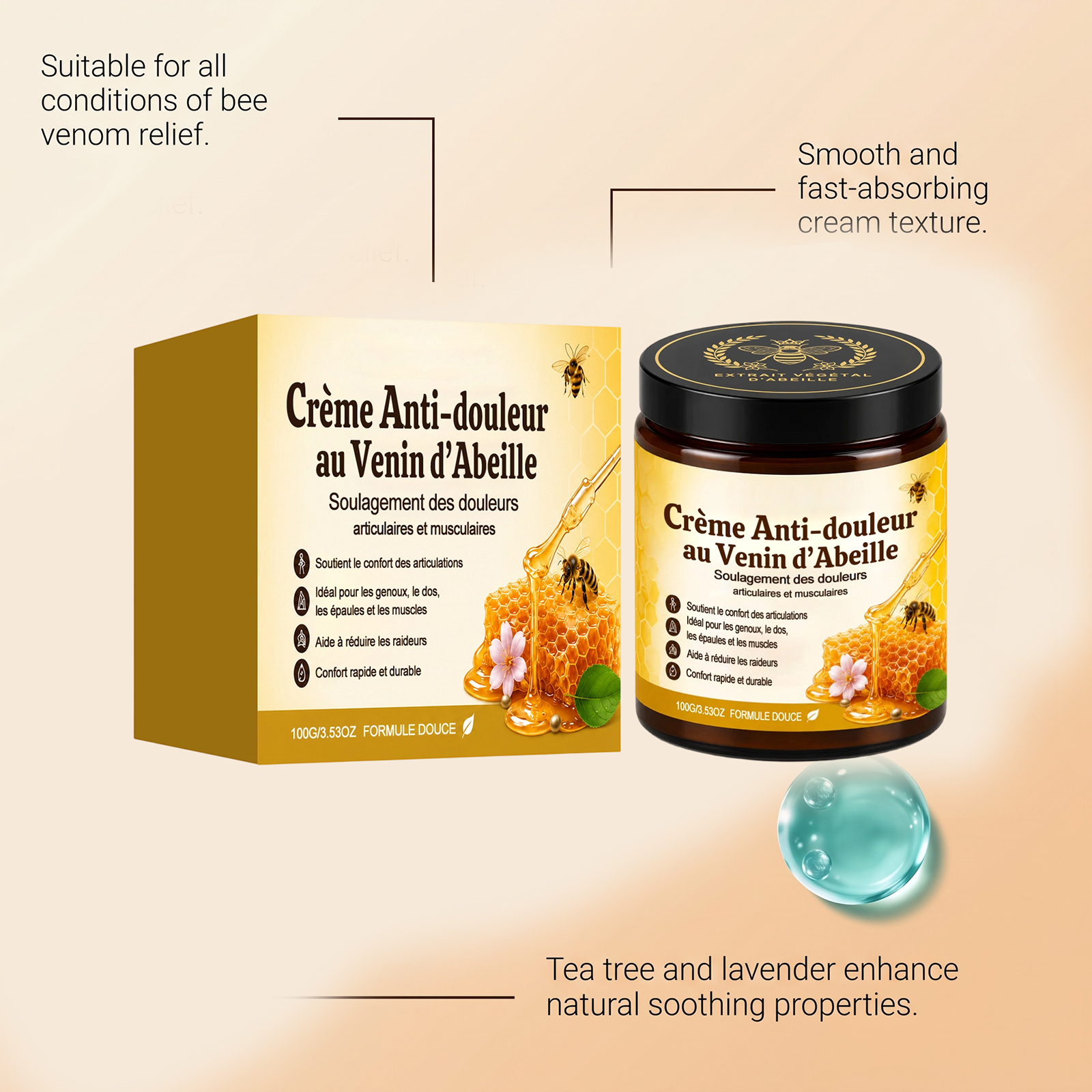 Bee Venom Joint Care Cream Daily Care Elbow Knee Body Joint Comfort Moisturizing Massage Care Ointment
