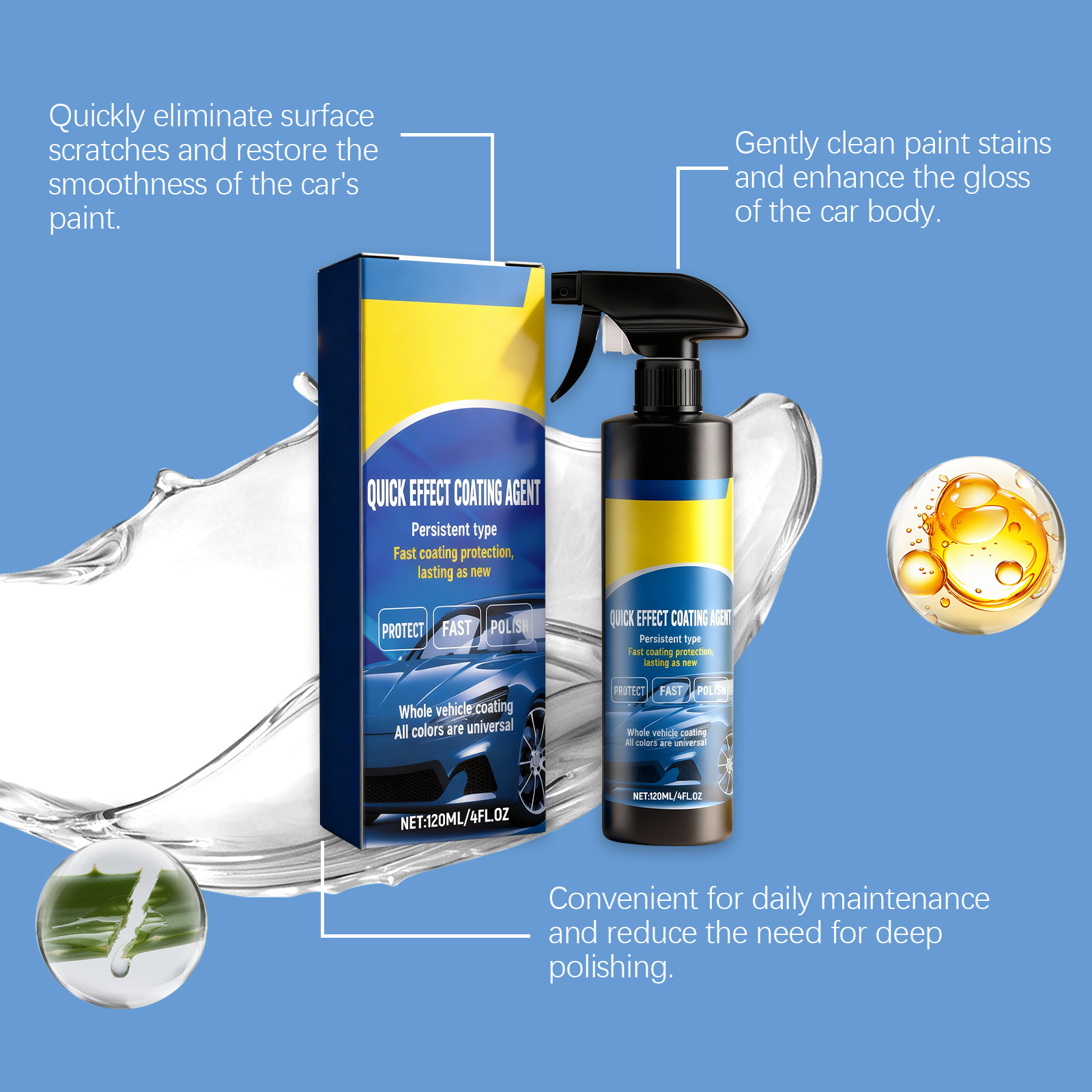 Automotive Coating Agent Care Car Paint Surface Smooth Waterproof Decontamination Brightening Polishing Vehicle Finish Agent