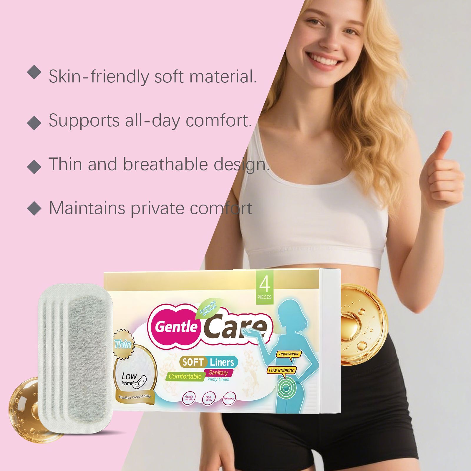 Feminine Care Pads Gentle Soft Breathable Thin Closefitting Suitable For Daily Use Ladies