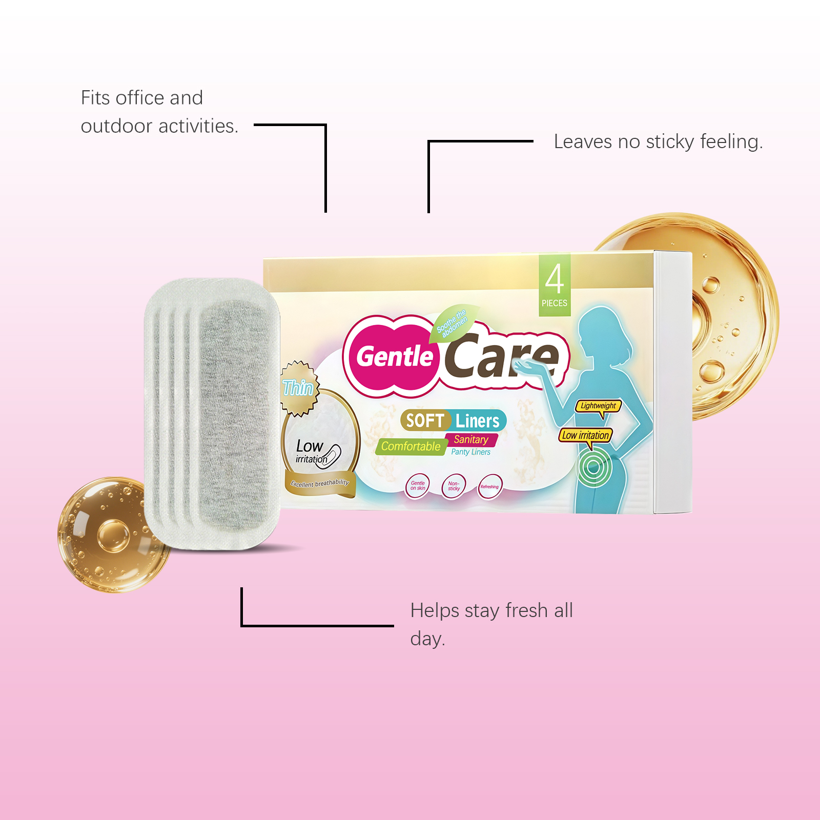 Feminine Care Pads Gentle Soft Breathable Thin Closefitting Suitable For Daily Use Ladies