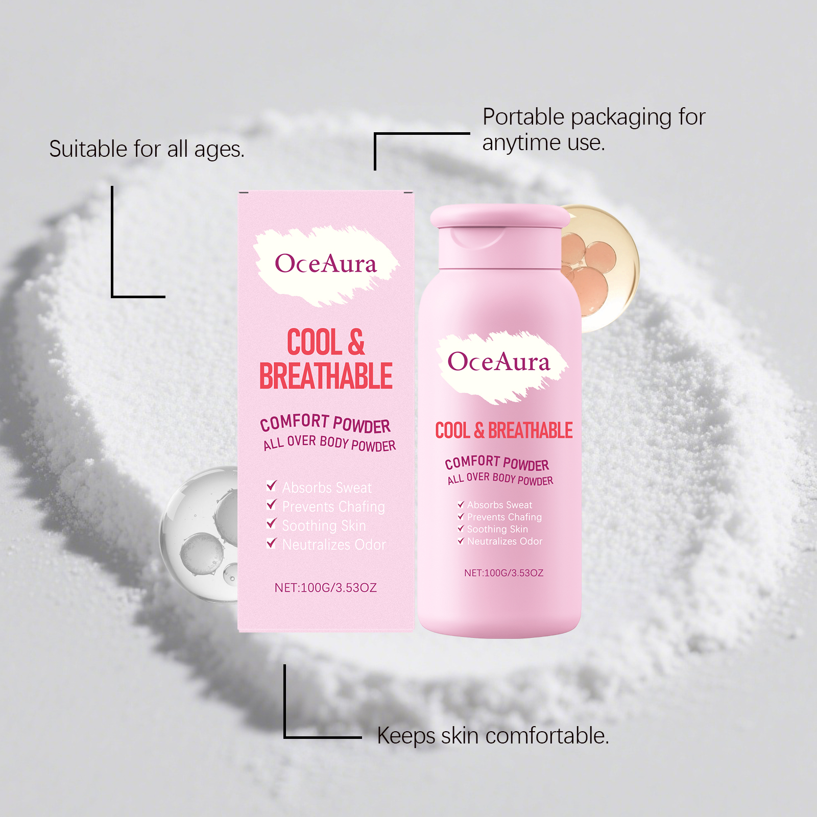 Dry Body Powder Large Capacity Skin Dry Care Family General Cool Non Sticky