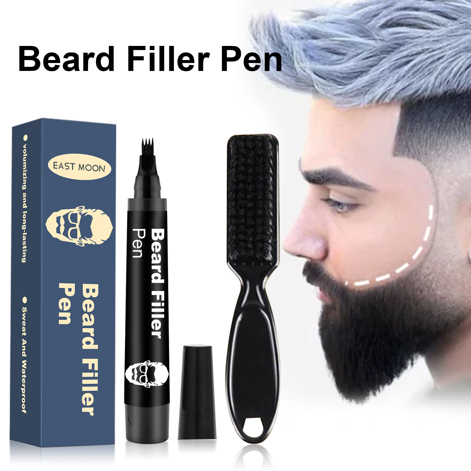 Beard Filler Pen Waterproof Smudge Proof For Thicker Looking Beard Hairline Daily Grooming Tool