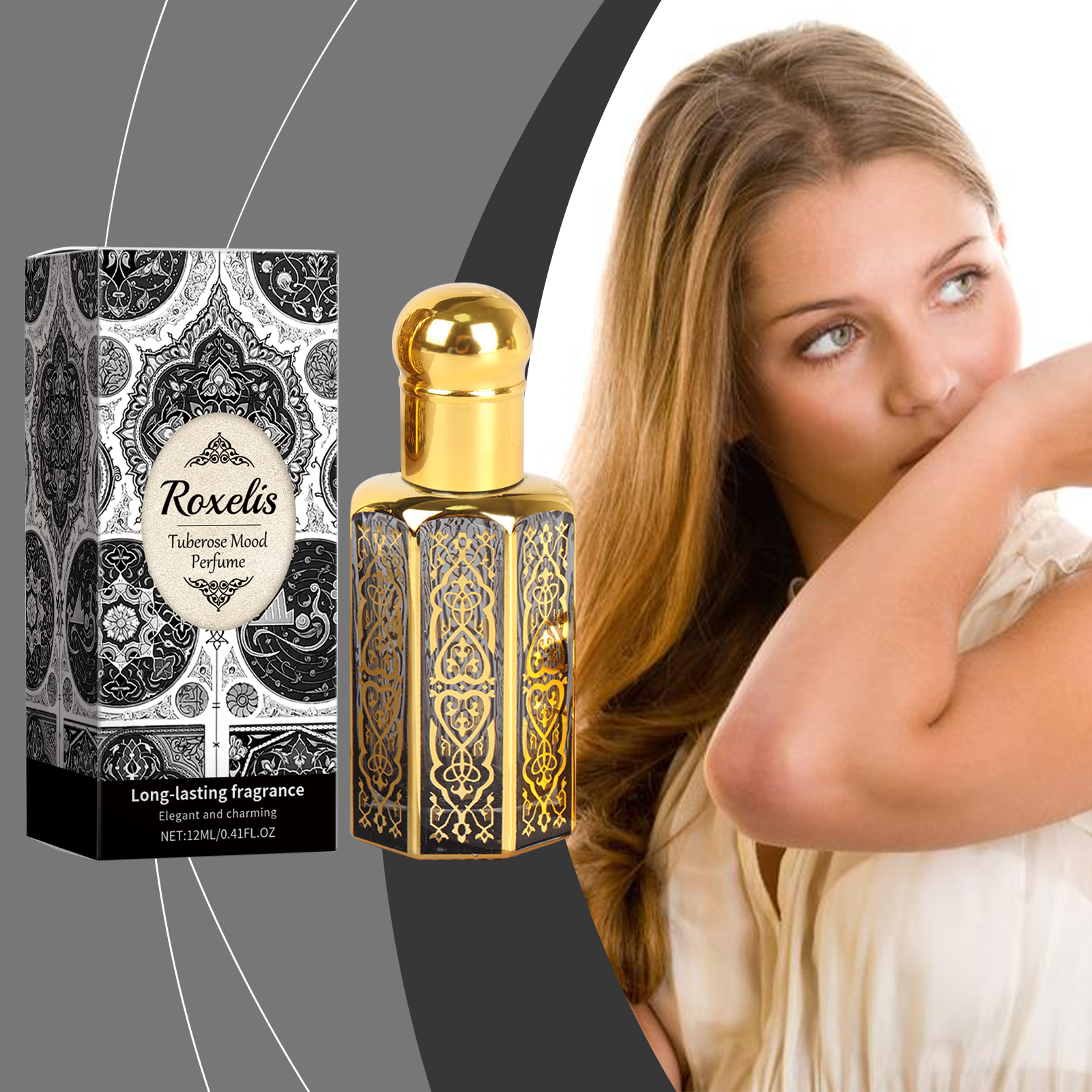 Arabian Style Roll On Perfume Jasmine Tuberose Floral Long Lasting Portable Daily Fragrance 12ml