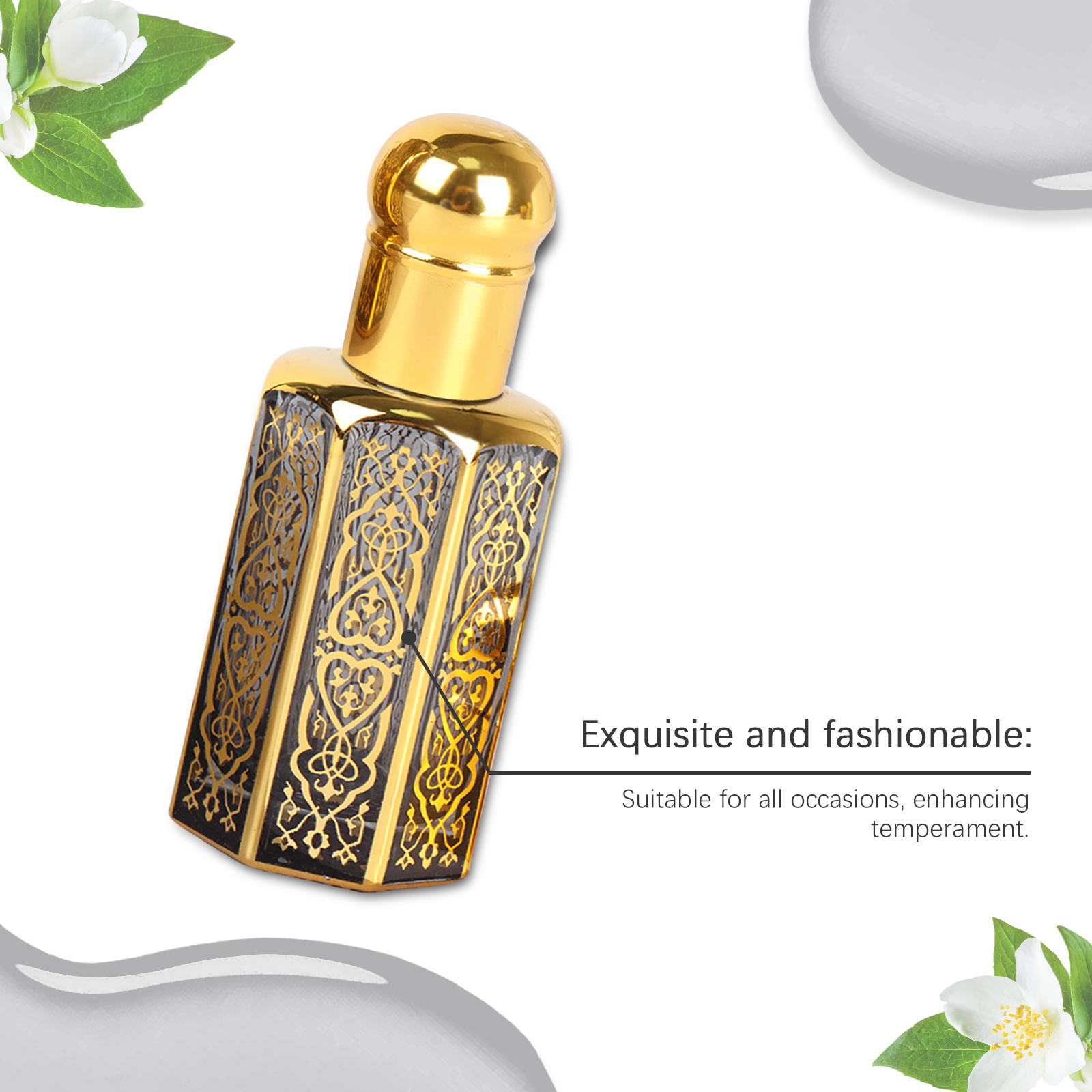 Arabian Style Roll On Perfume Jasmine Tuberose Floral Long Lasting Portable Daily Fragrance 12ml
