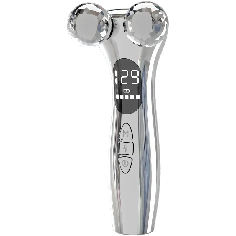 ( White) Facial Massager Electric Facial Micro-current Beauty Instrument LED Display Face Lift Roller Massager Skin Tighten Massage Beauty Devices