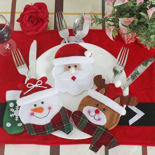Christmas Party Decoration 3pcs Kitchen Cutlery Silverware Holders Bag