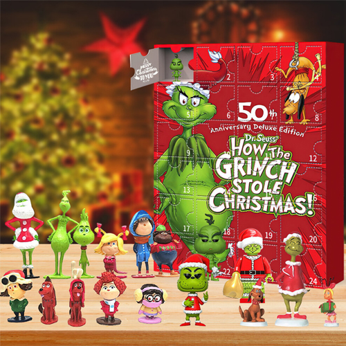 Christmas Advent Calendar 24 Days Countdown Grinch Doll Toys Kids Gift