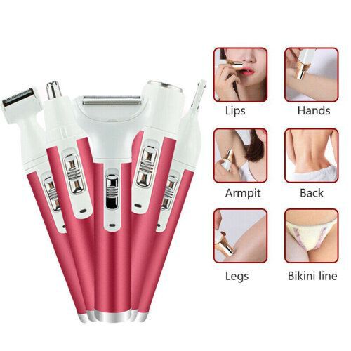 5 in 1 Electric Lady Shaver with Interchangeable Heads for Body Bikini and Facial Hair Removal