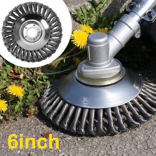 6 Inch Steel Wire Wheel Trimmer Head for Garden Weed Cutting and Lawn Mower Brush