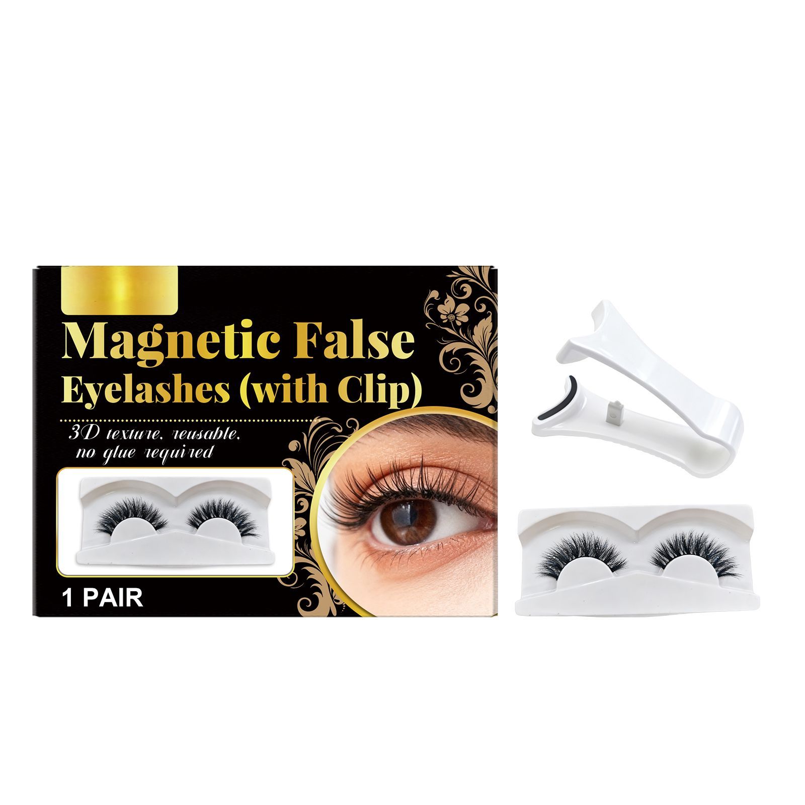 Magnetic False Eyelashes Kit with Natural Curly Volume for Daily Makeup and Touch-Ups
