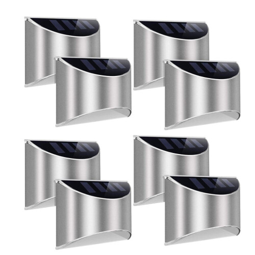 8Pc LED Solar Power Garden Fence Lights Wall Light Patio Outdoor Lamps