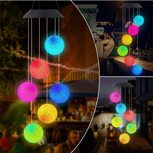Outdoor Solar Wind Chimes Color Changing LED Lights Garden Lamp