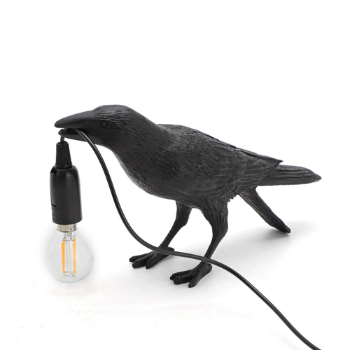 Bird Table Lamps Resin Crow Desk Lamp Bedroom Wall Sconce Light Black