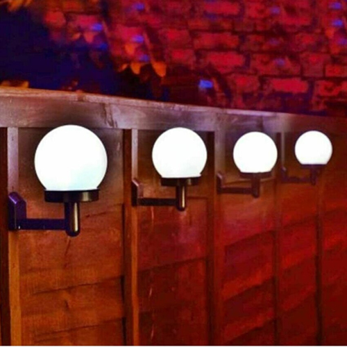Luna Globe Fence Solar Power Wall Security Ball Light Decking Patio 4 Pack