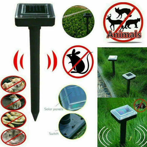 2pcs Solar Power Ultrasonic Pest Animal Repeller Pet Scarer Control