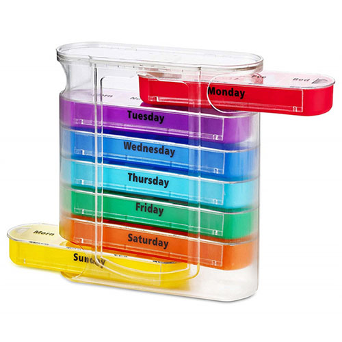 Portable Pill Box 7 Days Pill Medicine Box Weekly Monthly Tablet Holder