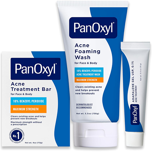 PanOxyl Face Body Bundle Acne Foaming Wash Bar Adapalene Leave-On Gel