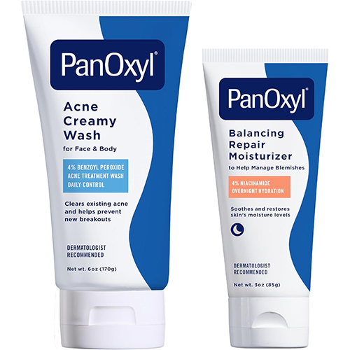 PanOxyl Creamy Acne Wash Balancing Repair Moisturizer Duo Bundle