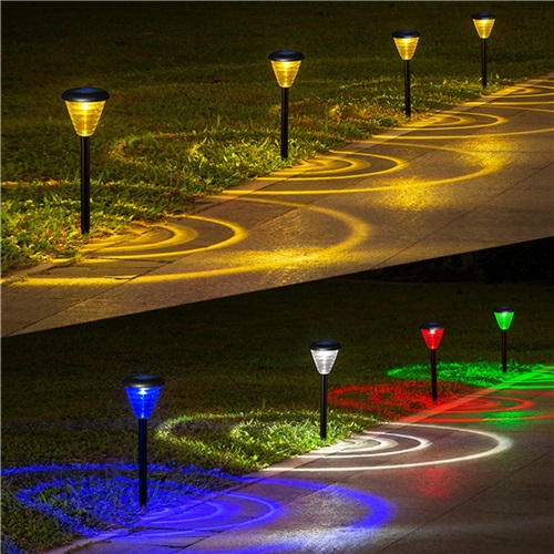Landscape Spotlights 2 Pack 7 Color RGB Mode Warm Glow Auto On Off IP65 Waterproof For Garden Pathway Walkway