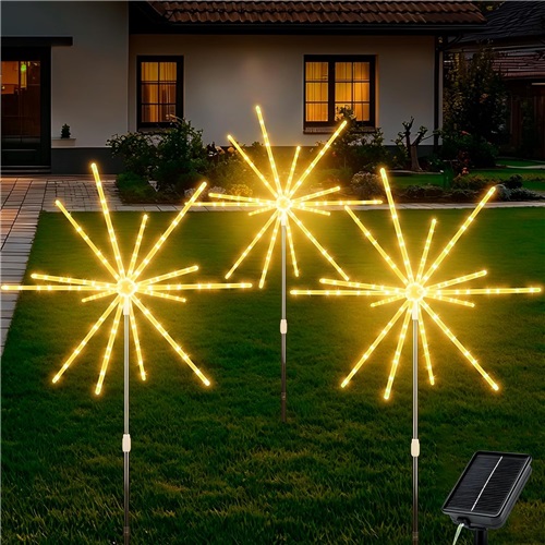 Solar Firework Lights 3 In 1 336 LED 8 Modes With Timer Starburst Outdoor Garden Lawn Patio Decoration
