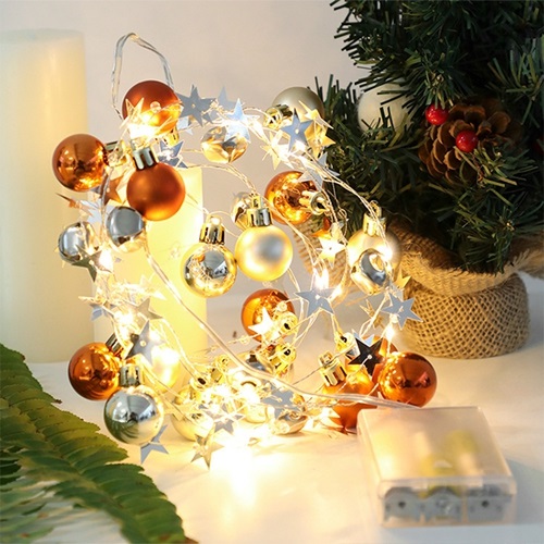 Ornament String Lights 20 LED Bell Star Ball for Christmas Tree
