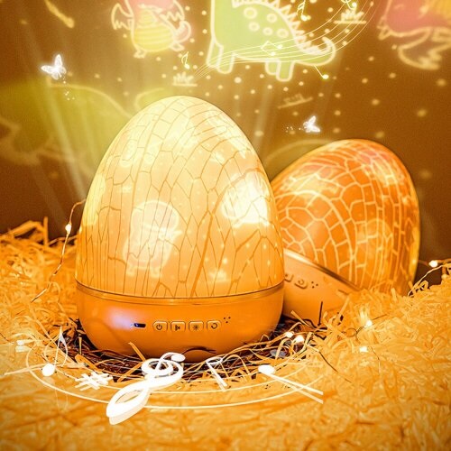 3 in 1 Egg Projector Light Music Player Night Lamp Rotatable Dimmable