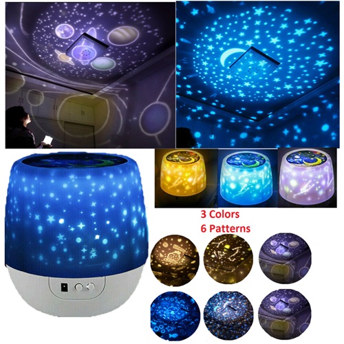 Star Moon Night Light Projector 6 Modes USB Kids Room