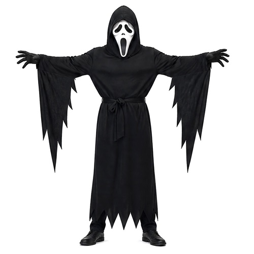 Grim Reaper Costume Scythe Screaming Halloween Cosplay Outfit Unisex Full Set