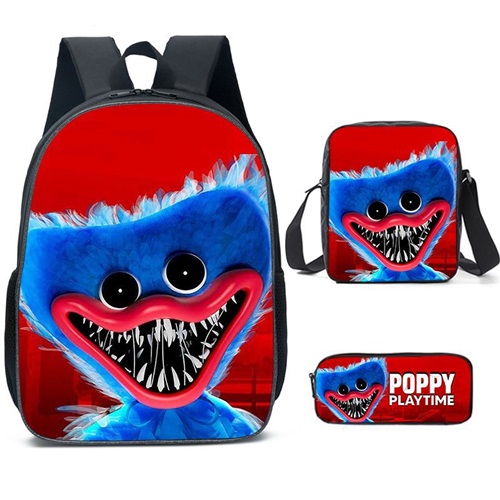 Poppy Playtime 3Pcs Backpack Set Canvas Bag for Kids School Travel 
