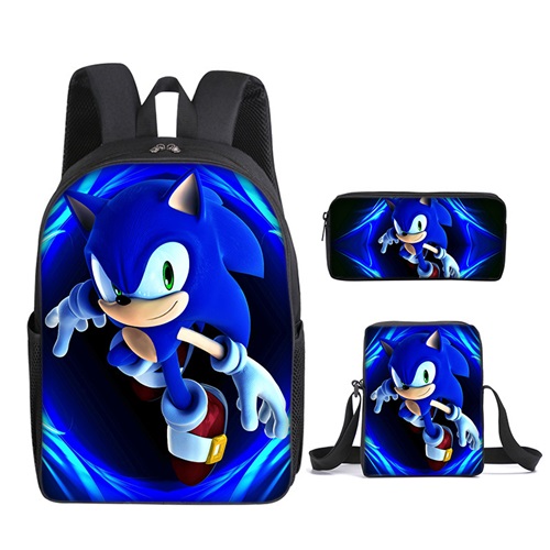 Sonic 3 Piece Backpack Set Kids School Bag Elementary Students
