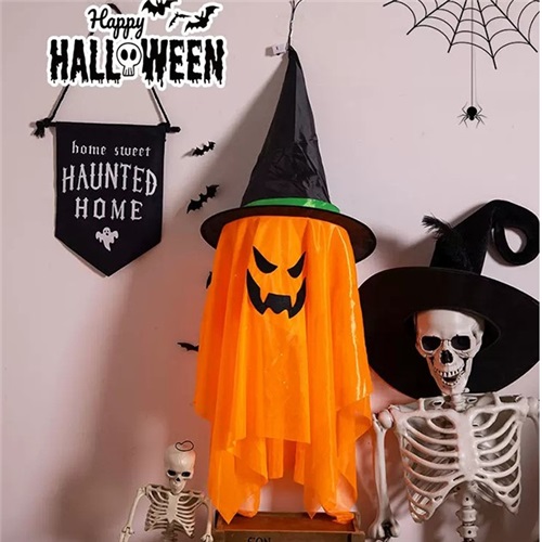 Halloween Hanging Ghost with Witch Hat LED Light Outdoor Garden Decor 