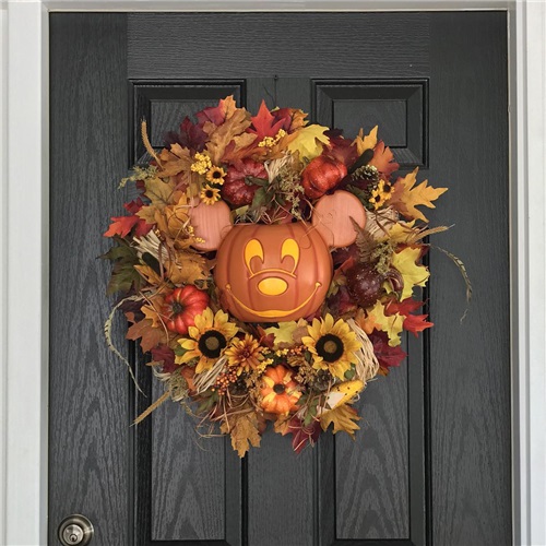 Mickey Mouse Halloween Wreath Pumpkin Skeleton Door Hanging 35cm