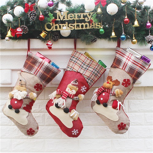 Large Christmas Stocking 46cm Hanging Candy Bag for Xmas Tree Decor Santa Gift Sack