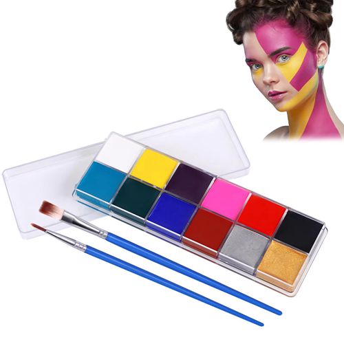 Face Body Paint 12 Colors Professional Oil Based Palette for Halloween Costume Art Makeup