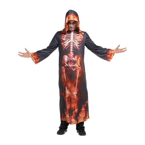 Adult Skeleton Halloween Costume Cloak Dress Up Outfit Party Fancy Dress