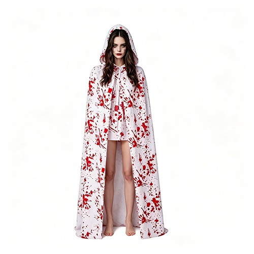 Blood Stained Cape Apron Stockings Set Halloween Cosplay Adults